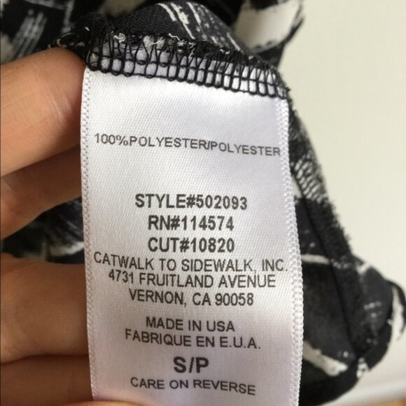 Pleione V Neck Mixed Media Black White Blouse - Picture 4 of 6